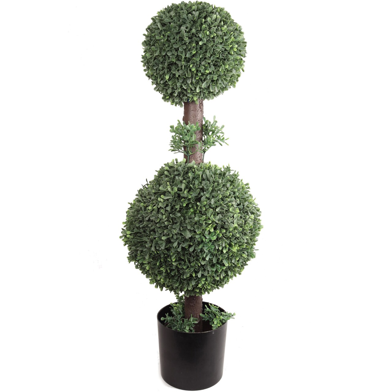 33" Double Boxwood Ball Topiary Tree in Black Pot, Floral Home by Artificial Flowers